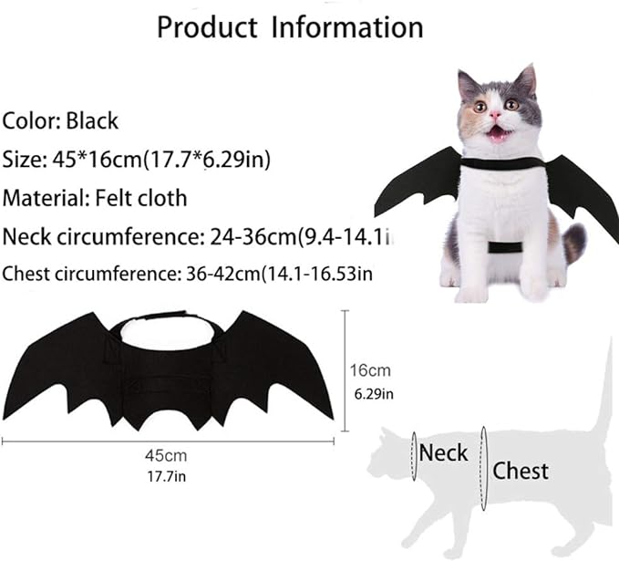 Halloween black cat wing size
