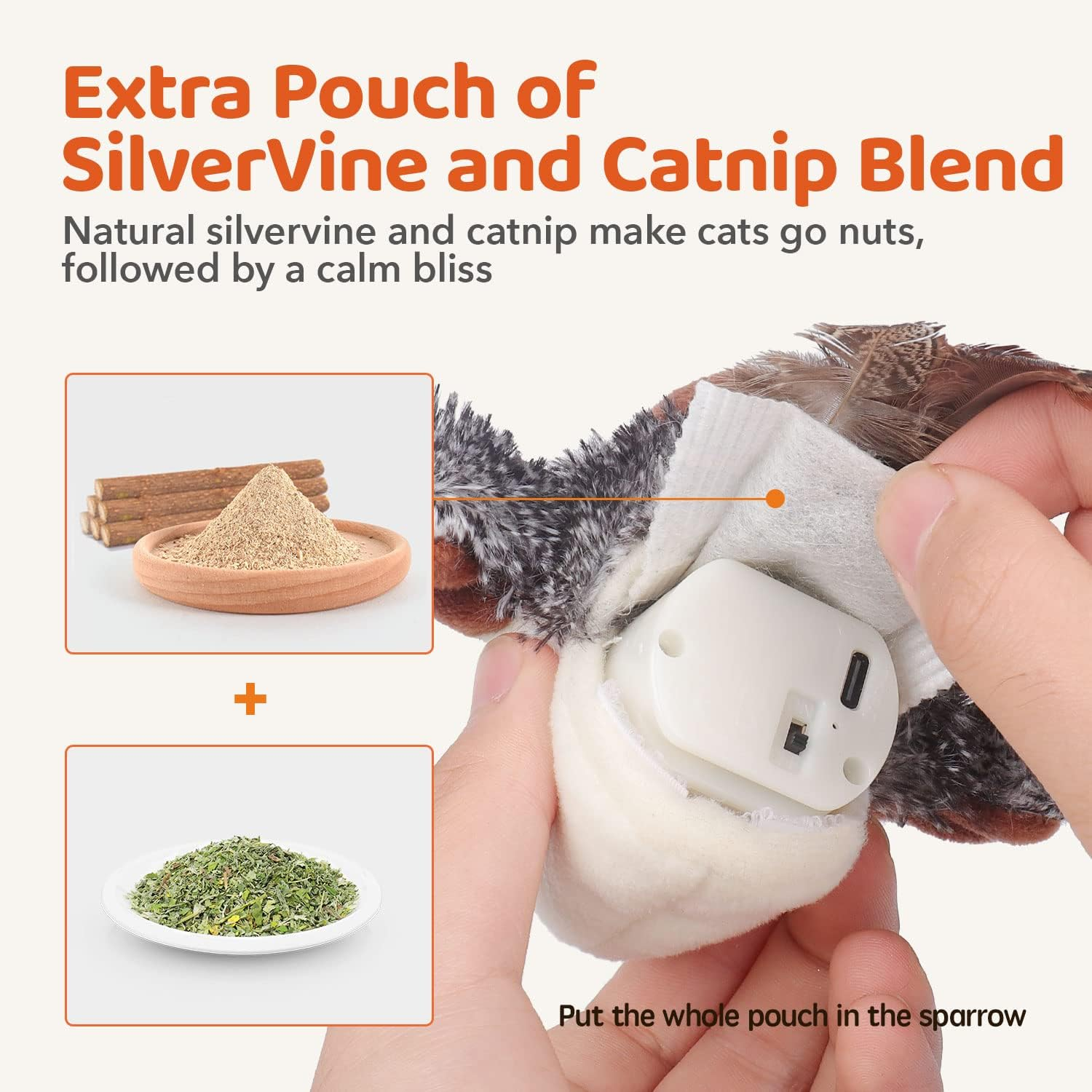 Simulated bird cat toy battery