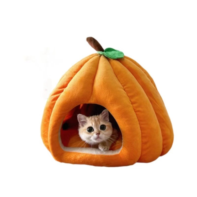 Deep Sleep - Wrapped Pumpkin Cat bed Halloween theme