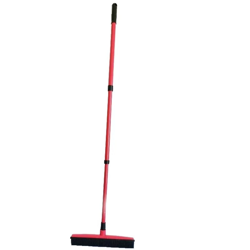 Pet Hair Removal Broom Carpet Rake Rubber Broom with Squeegee Rug Rake to Fluff Carpet