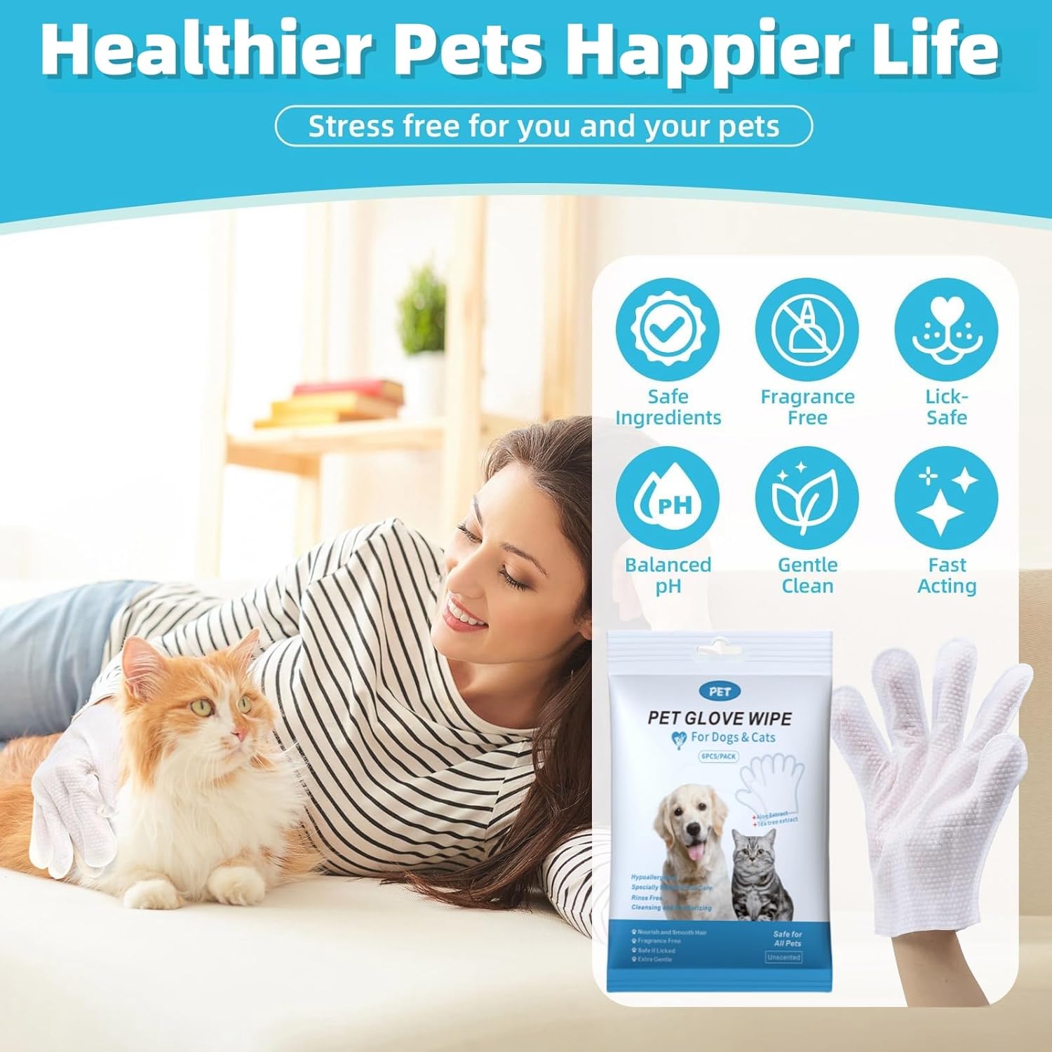 Pet bathing gloves, 3-piece set