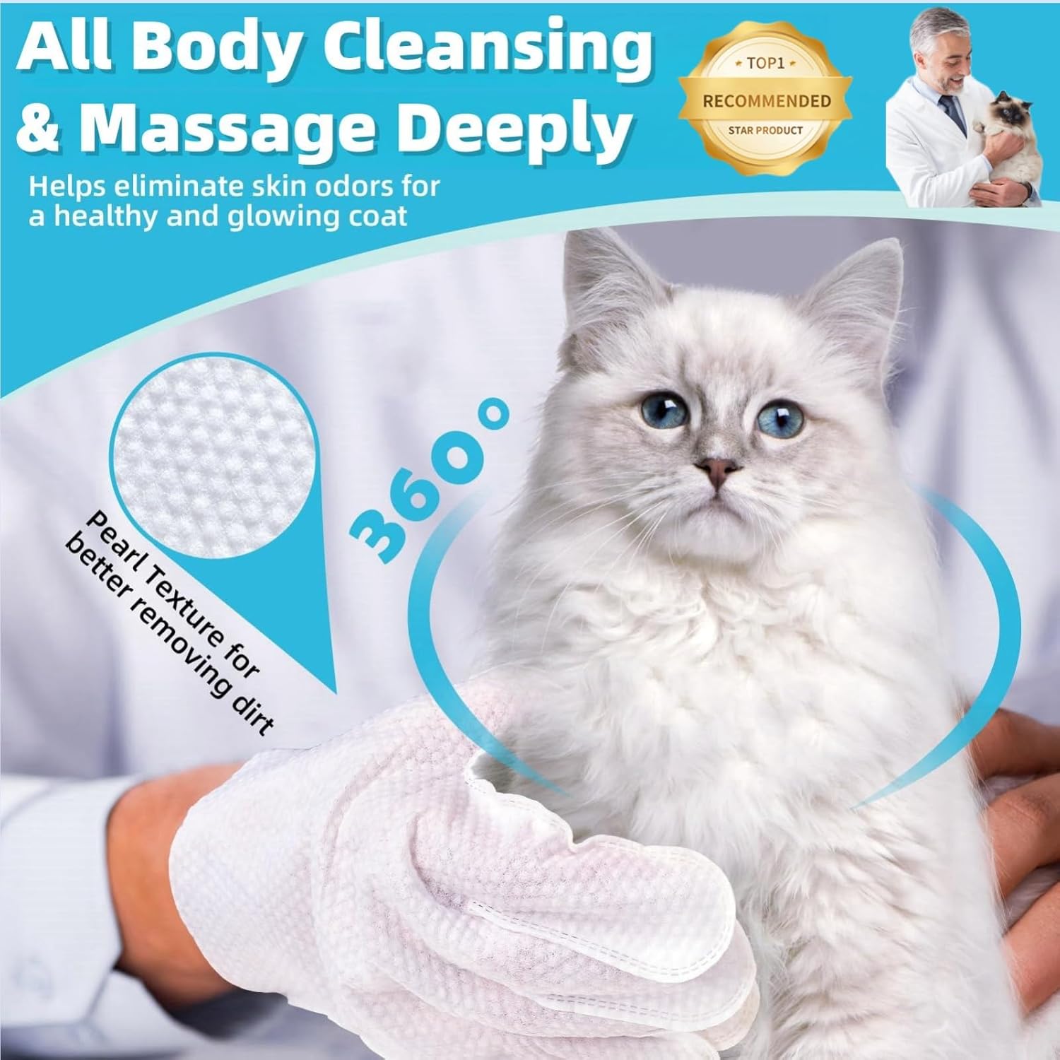 Pet bathing gloves, 3-piece set