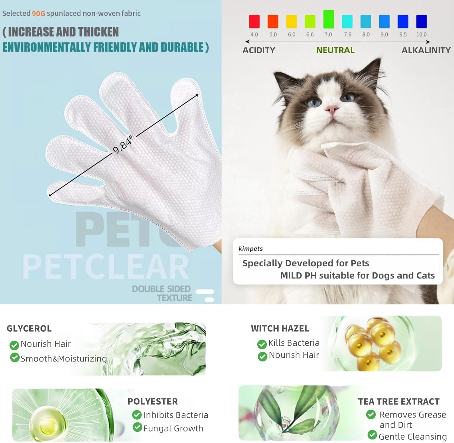 Pet bathing gloves, 3-piece set