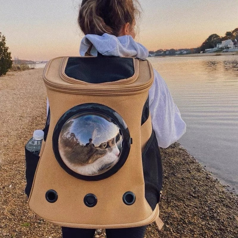 Cat bag, travel backpack,brown large cat for going out，