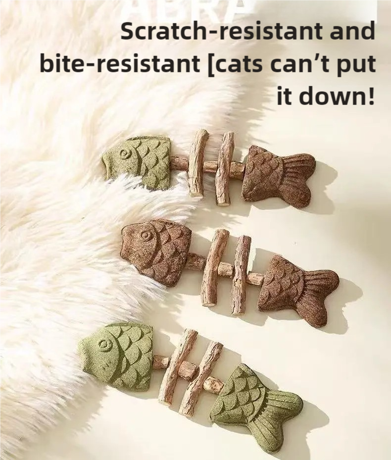 Cats grinding their teeth on fish bones