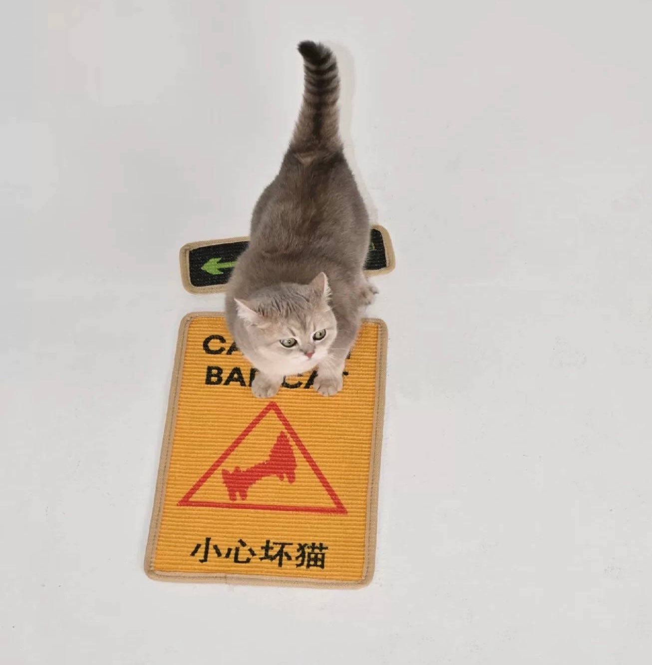 Standing Cat Scratch Pad"CAUTION BAD Cat" Fun Cat Paw Stickers