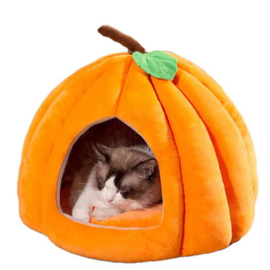 Deep Sleep - Wrapped Pumpkin Cat bed Halloween theme